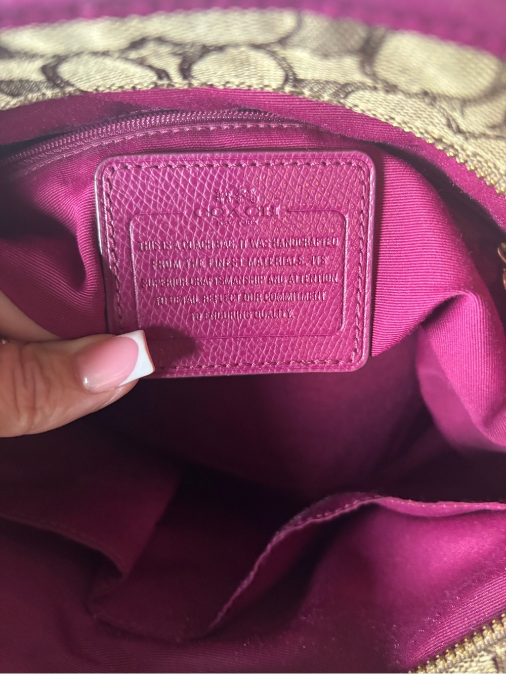 Coach Signature Canvas Tote with Pink Leather Trim - Picture 5 of 6
